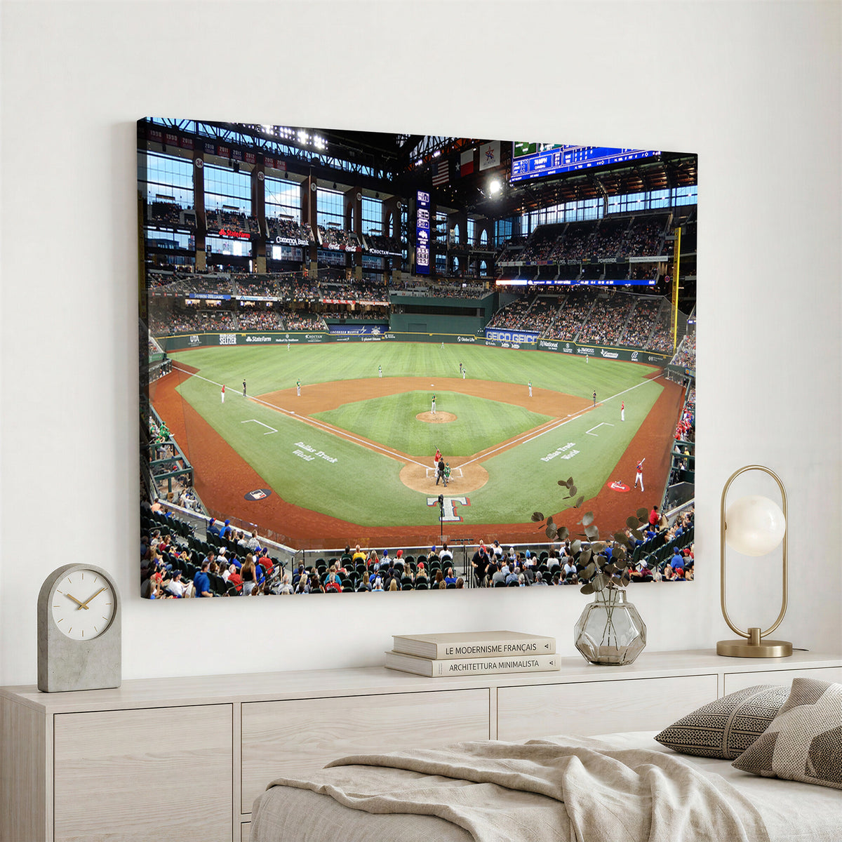 78468-MGV-CV-36X24 - Texas Rangers Baseball Team Print, Arlington Globe Life Field Stadium Wall Art