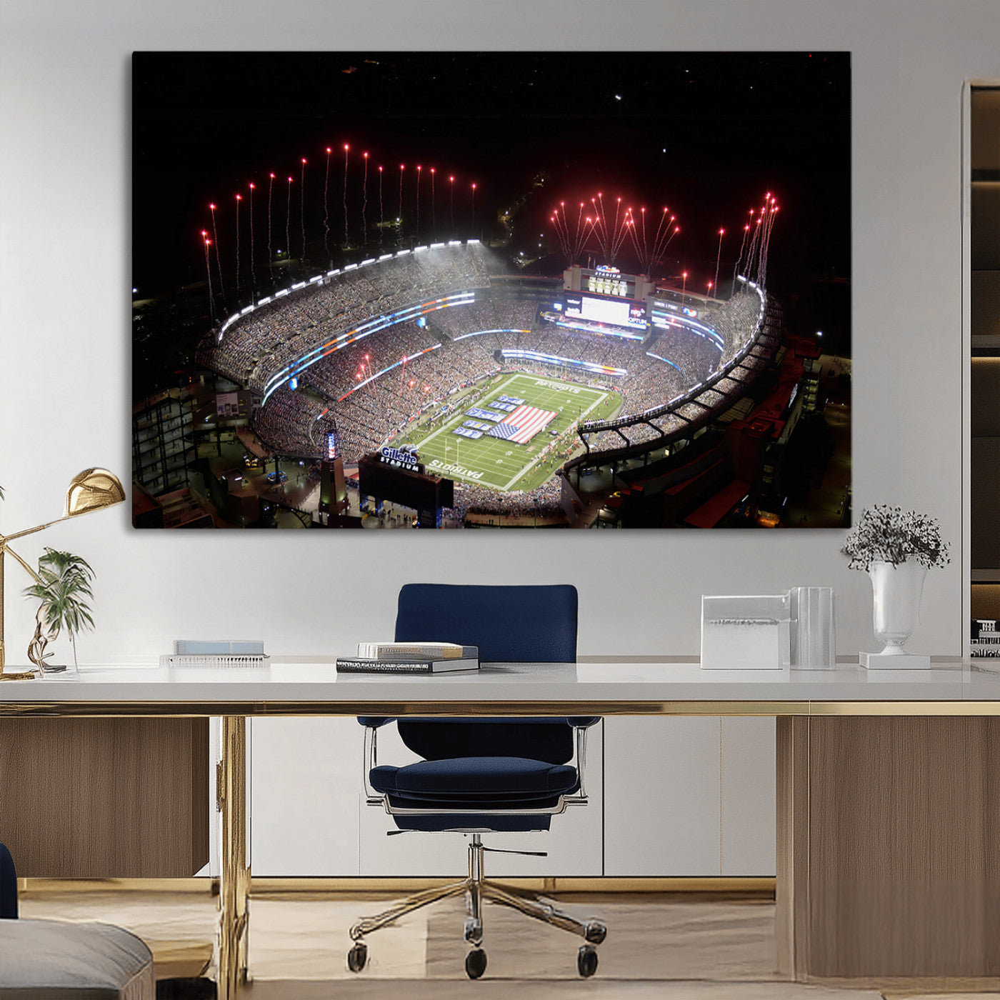 MGV-CV-36X24 - New England Patriots Team Print Wall Art- Foxborough Gillette Stadium Wall Art Canvas Print
