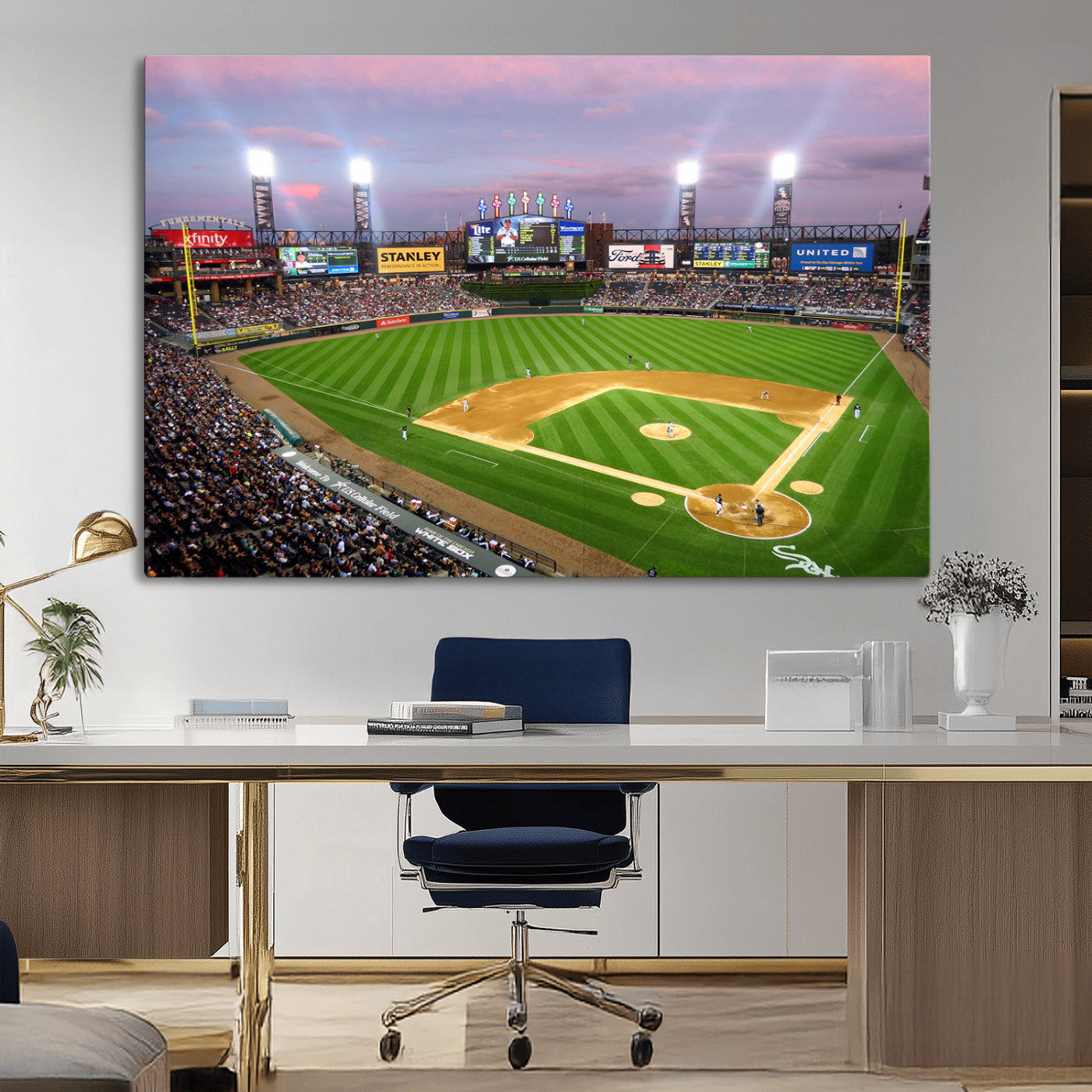 MGV-CV-36X24 - Chicago White Sox Baseball Team Print Canvas- Guaranteed Rate Field Stadium Wall Art Canvas Print