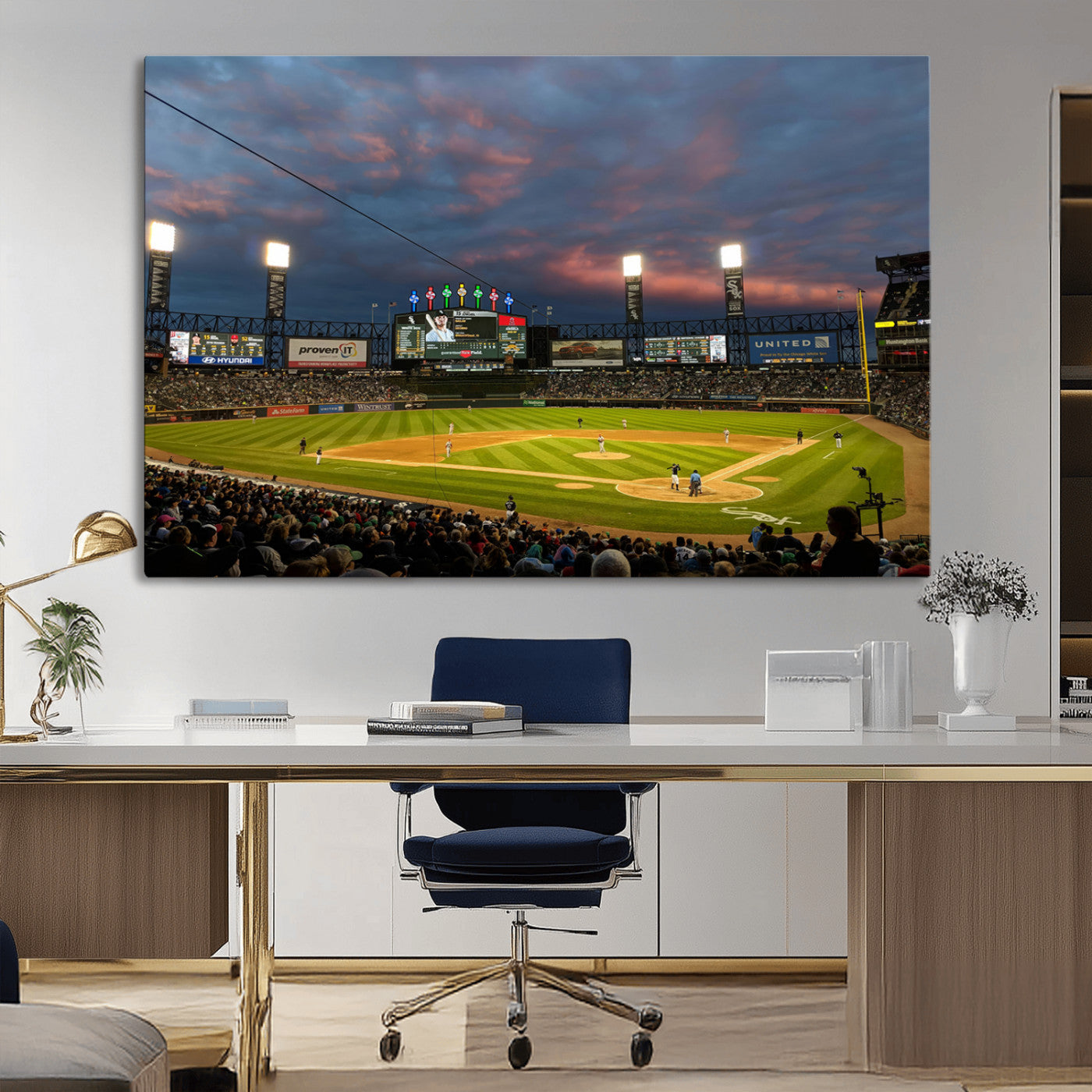 MGV-CV-36X24 - Chicago White Sox Baseball Team Print Canvas- Guaranteed Rate Field Stadium Wall Art Canvas Print
