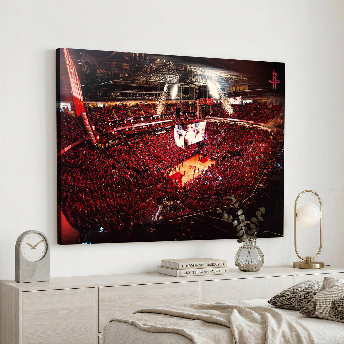 91527-MGV-CV-36X24 - Houston Rockets Basketball Team Print Canvas, Houston Toyota Center Arena Wall Art