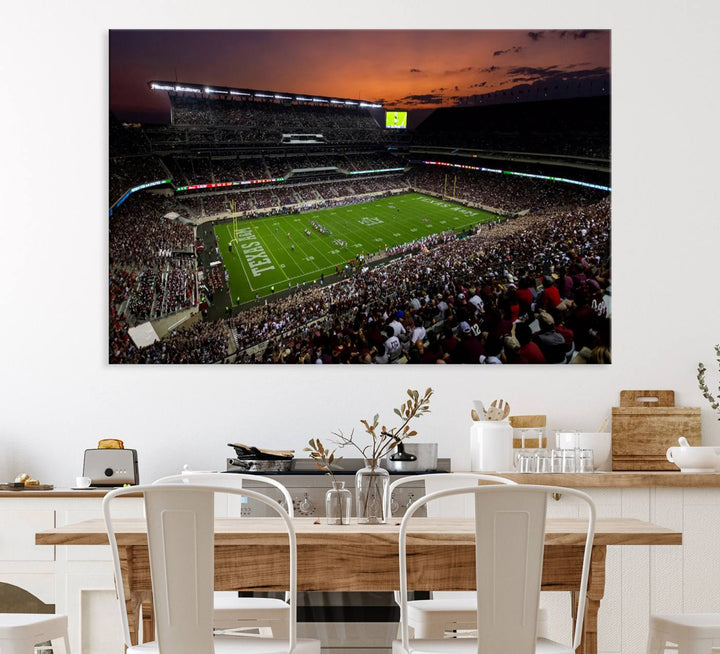 Canvas print of the Texas A&M University Aggies football team at Kyle Field Stadium.