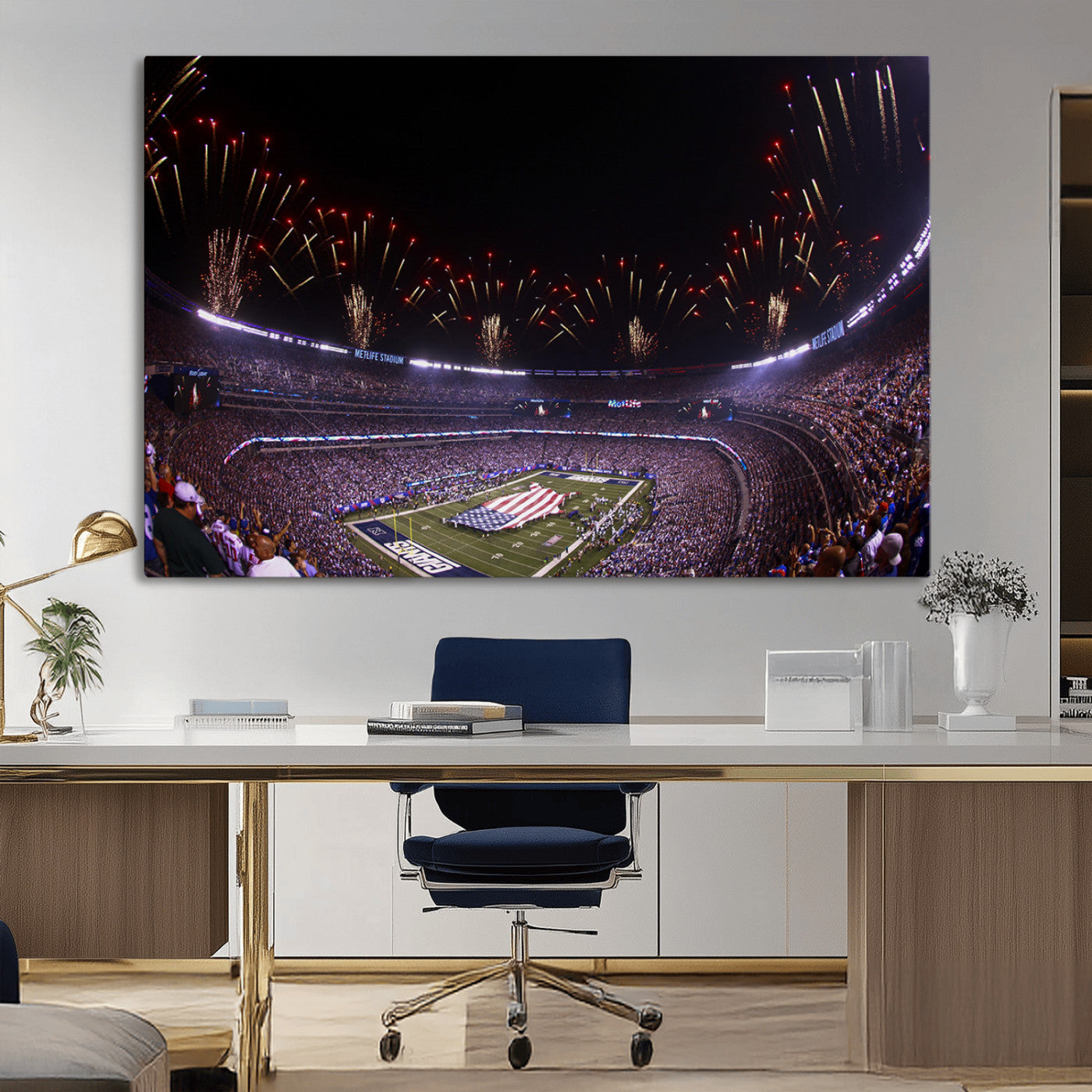 MGV-CV-36X24 - New York Giants Football Team Print - East Rutherford MetLife Stadium Wall Art Canvas Print