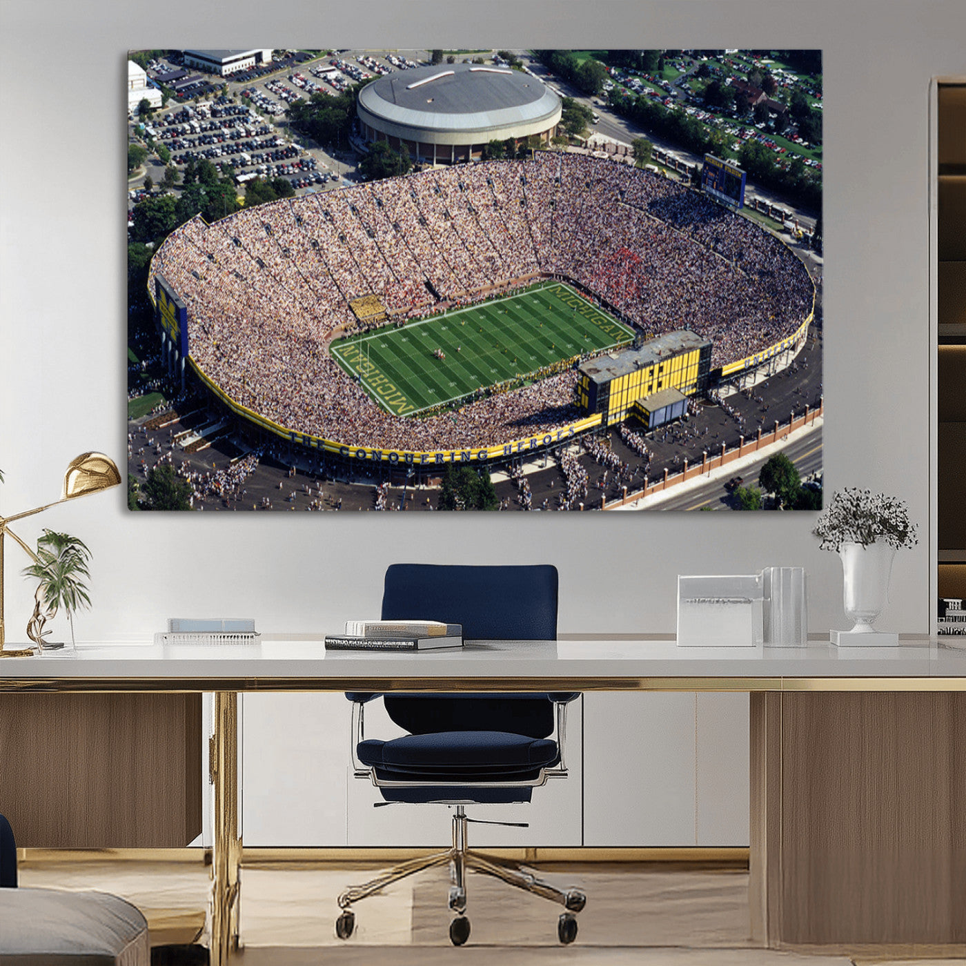 MGV-CV-36X24 - Michigan Wolverines Football Team Print - Ann Arbor Michigan Stadium Print, Michigan Wolverines