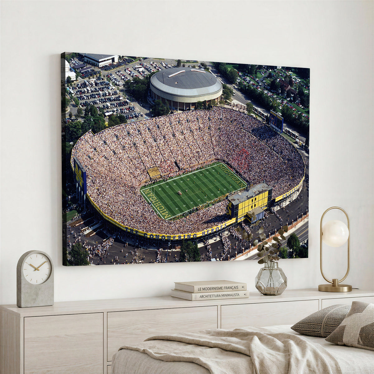 27314-MGV-CV-36X24 - Michigan Wolverines Football Team Print, Ann Arbor Michigan Stadium Wall Art