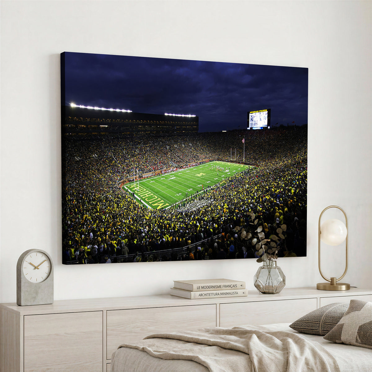 15448-MGV-CV-36X24 - Michigan Wolverines Football Canvas Wall Decor, Football Team Print, Ann Arbor Michigan Stadium