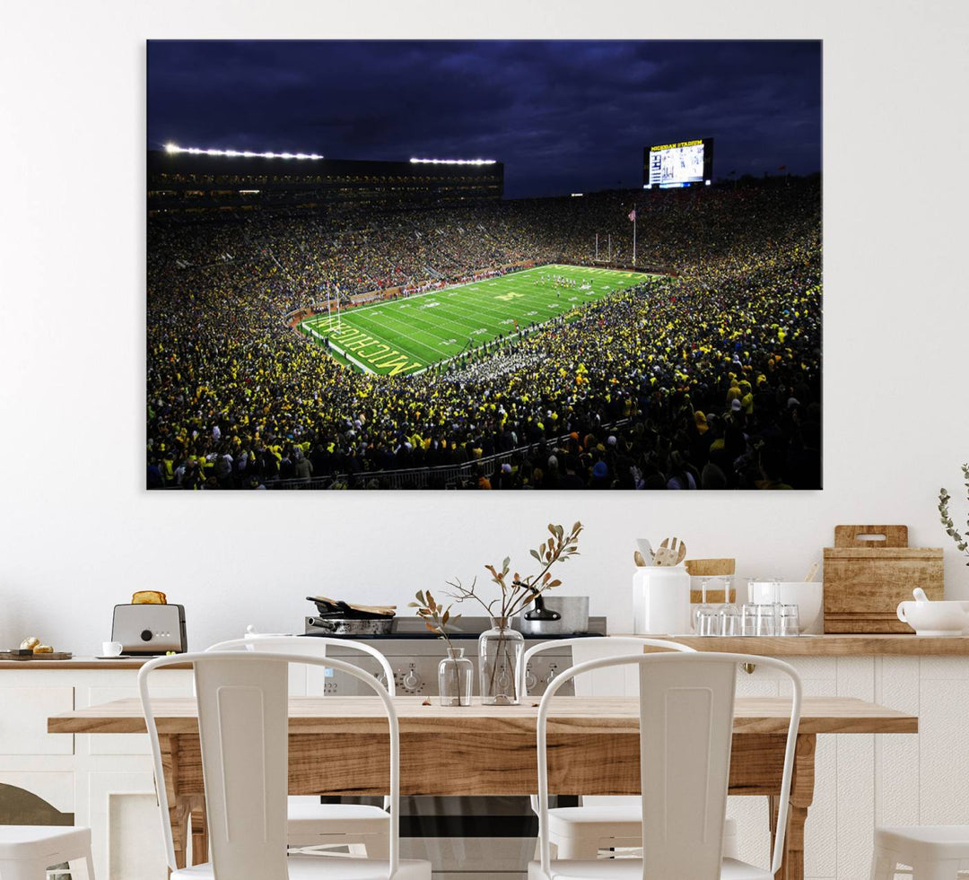 Michigan Wolverines Football Canvas Wall Decor, Football Team Print - Ann Arbor Michigan Stadium Wall Art Canvas Print