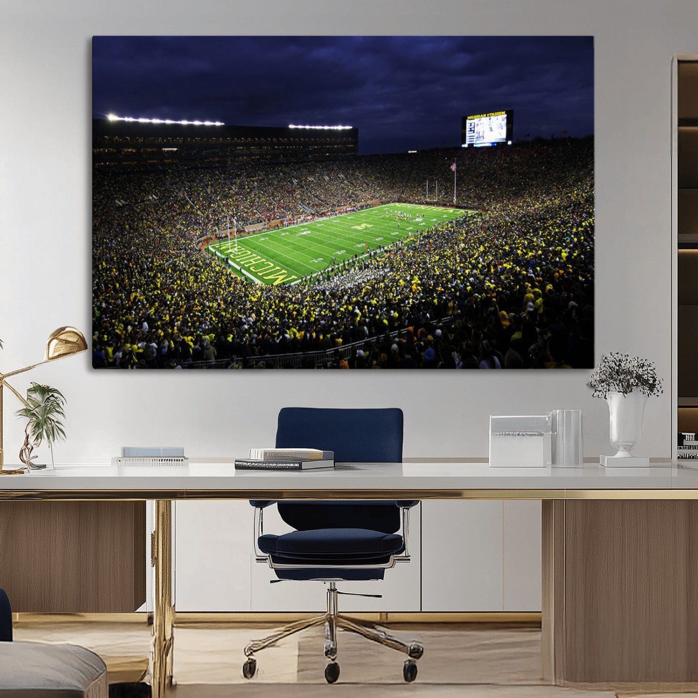 MGV-CV-36X24 - Michigan Wolverines Football Canvas Wall Decor, Football Team Print - Ann Arbor Michigan Stadium