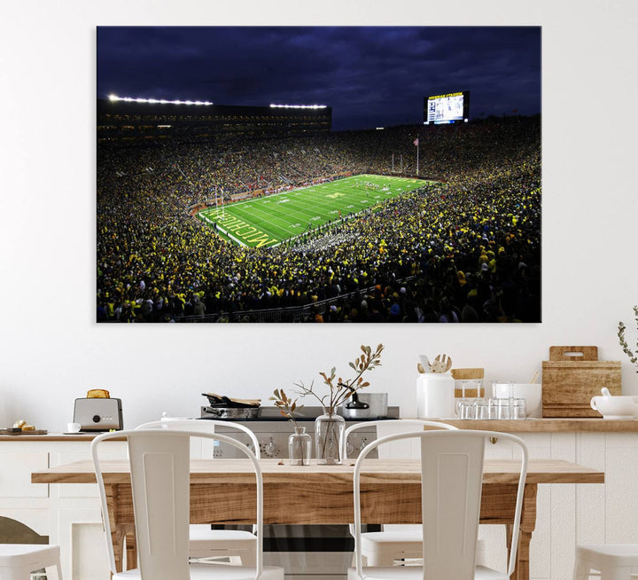 Michigan Wolverines Football Canvas Wall Decor, Football Team Print - Ann Arbor Michigan Stadium Wall Art Canvas Print