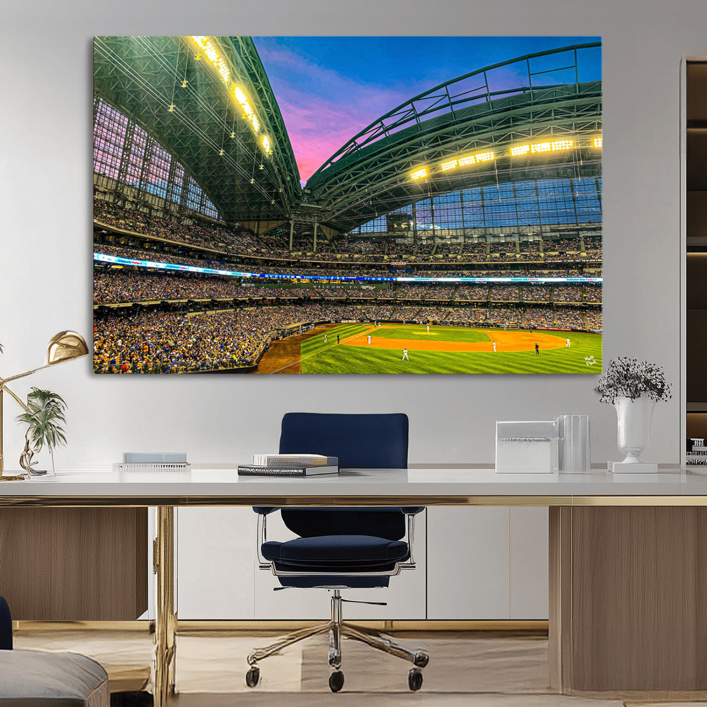 MGV-CV-36X24 - Milwaukee Brewers Baseball Team Print Canvas- American Family Field Stadium Wall Art Canvas Print