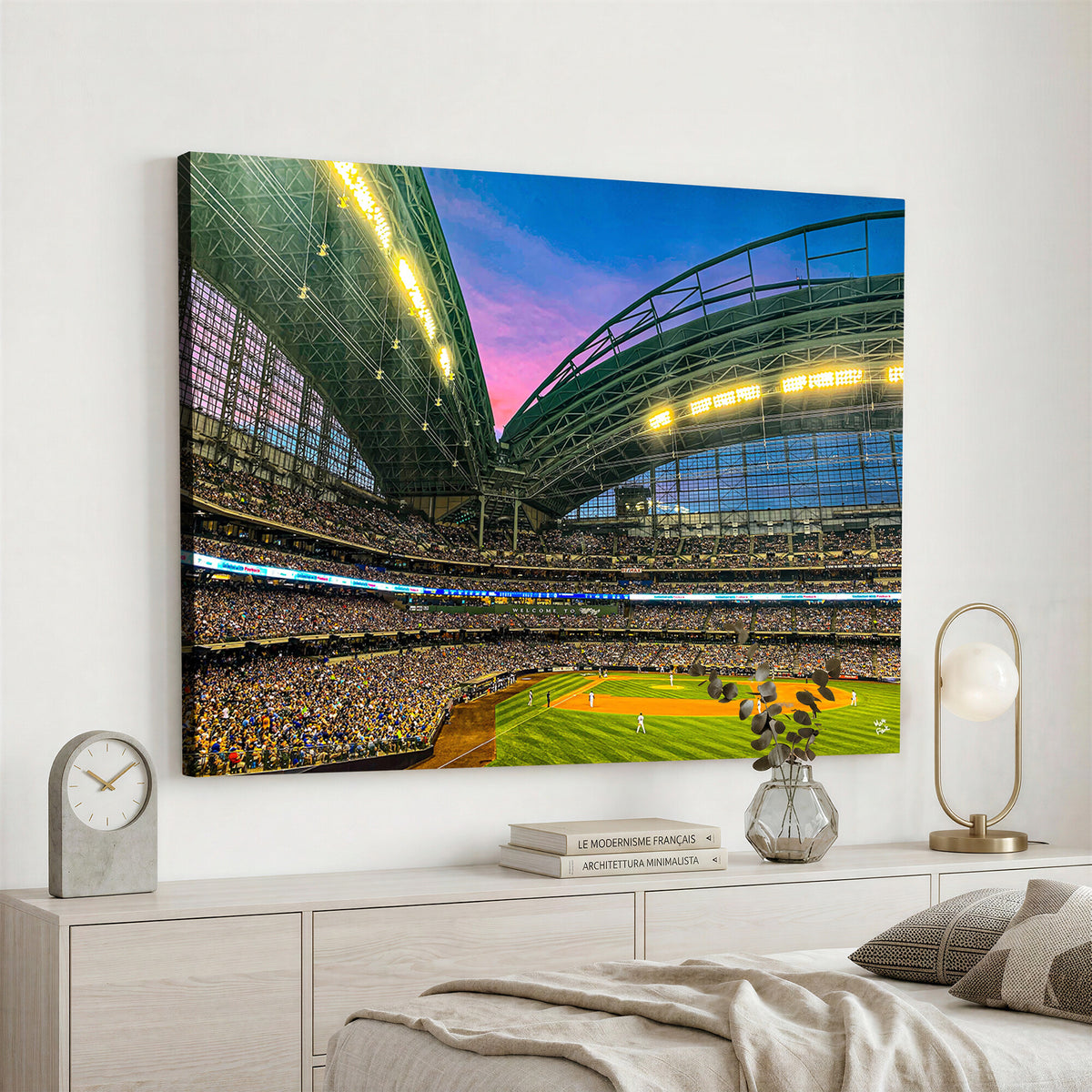 17006-MGV-CV-36X24 - Milwaukee Brewers Baseball Team Print Canvas, American Family Field Stadium Wall Art