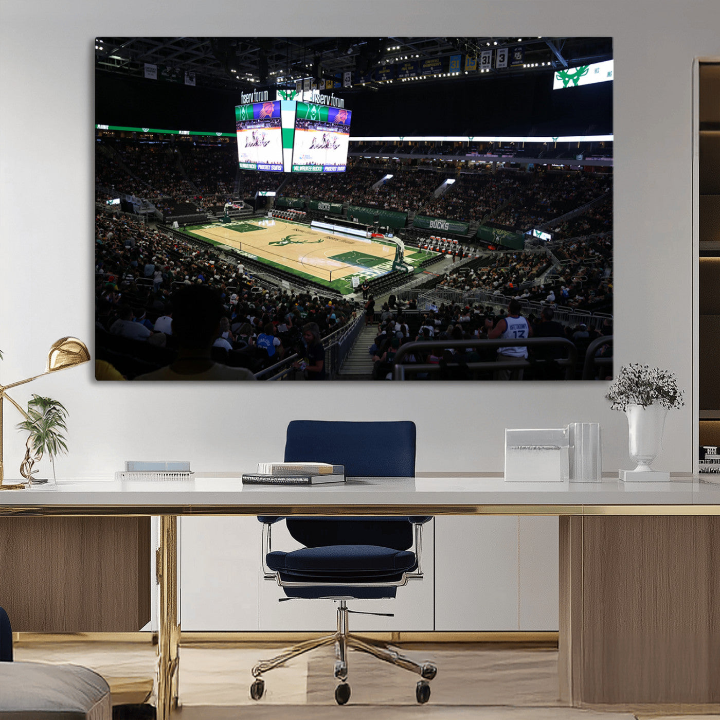 MGV-CV-36X24 - Milwaukee Bucks Basketball Print - Fiserv Forum Stadium Wall Art Canvas Print