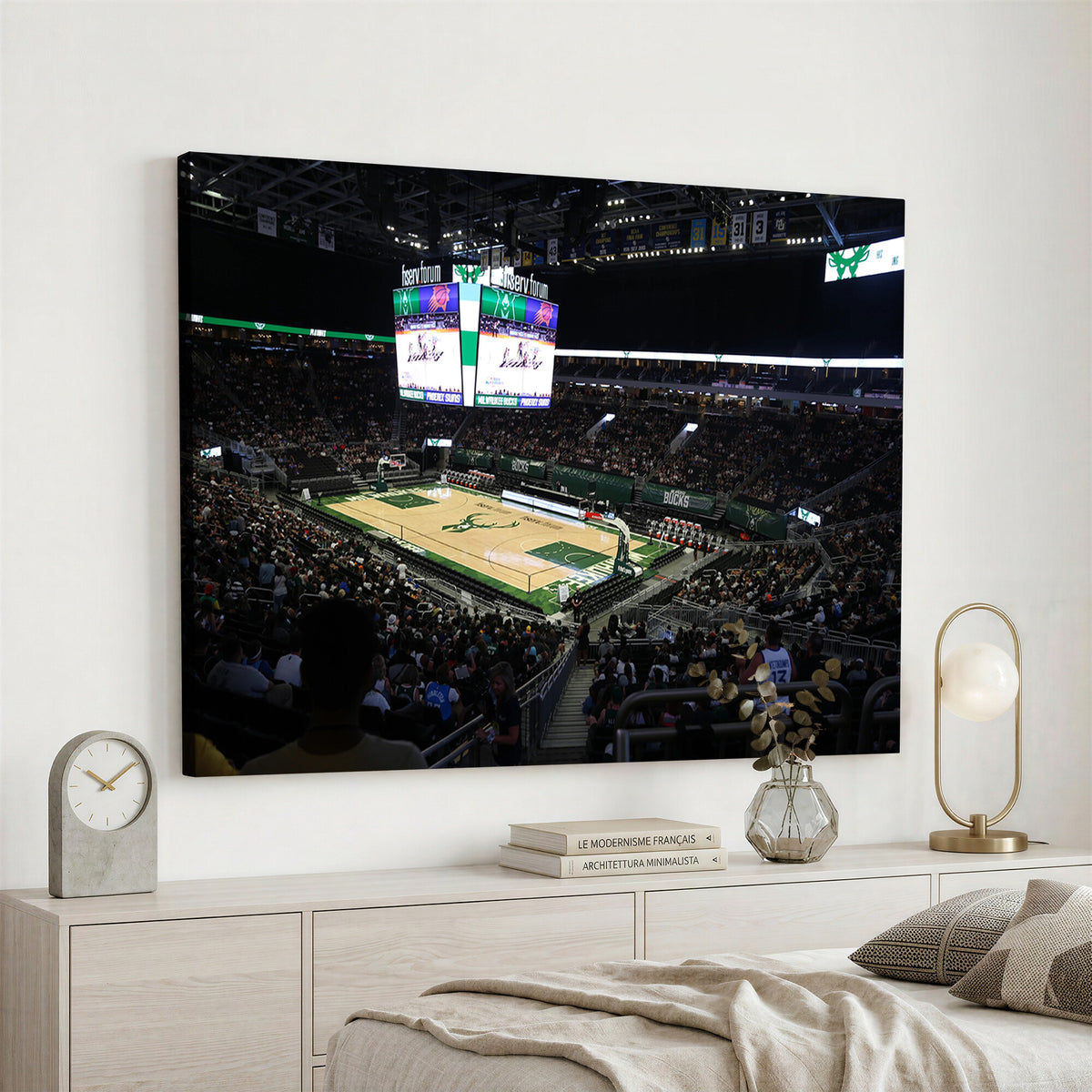 69882-MGV-CV-36X24 - Milwaukee Bucks Basketball Print, Fiserv Forum Stadium Wall Art