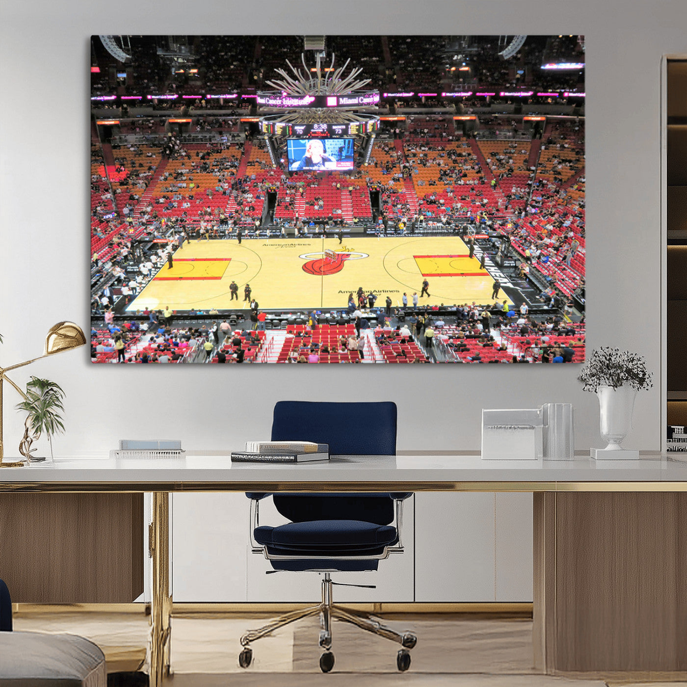 MGV-CV-36X24 - Miami Heat Basketball Team Print Wall Art- Kaseya Center Stadium Wall Art Canvas Print