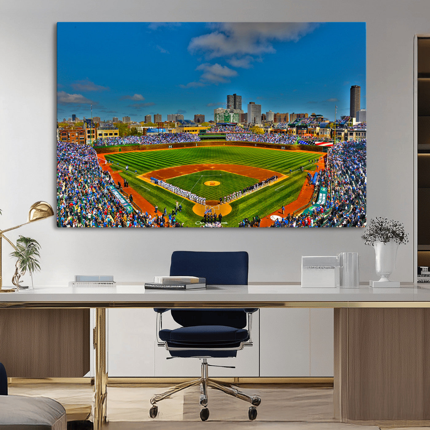 MGV-CV-36X24 - Wrigley Field Chicago Cubs Canvas Wall Art - Iconic Baseball Stadium Print for Sports Lovers - Ready