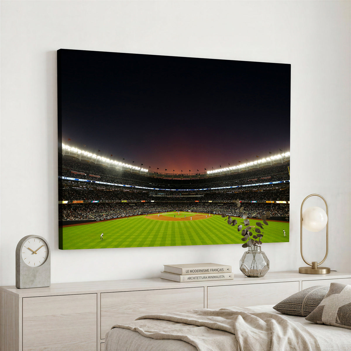 59138-MGV-CV-36X24 - Yankee Stadium Night Game Triple Canvas, New York Yankees Stadium Wall Art
