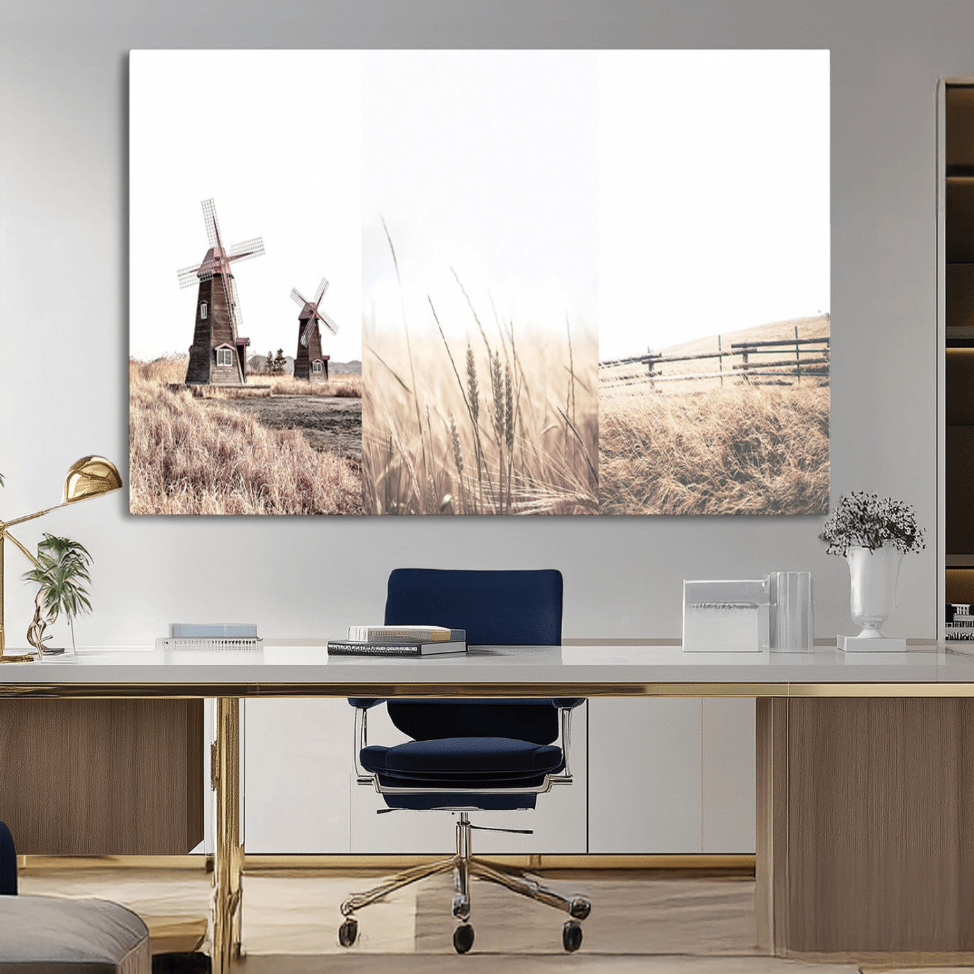 MGV-CV-36X24 - Farm Prints Set, Set of 3 Farmhouse Wall Art, Country House Decor, Barn Print, Wheat Print,