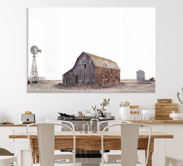 The Set of 3 Rustic Farmhouse Wall Art Prints features a barn, wheat field, and landscape.