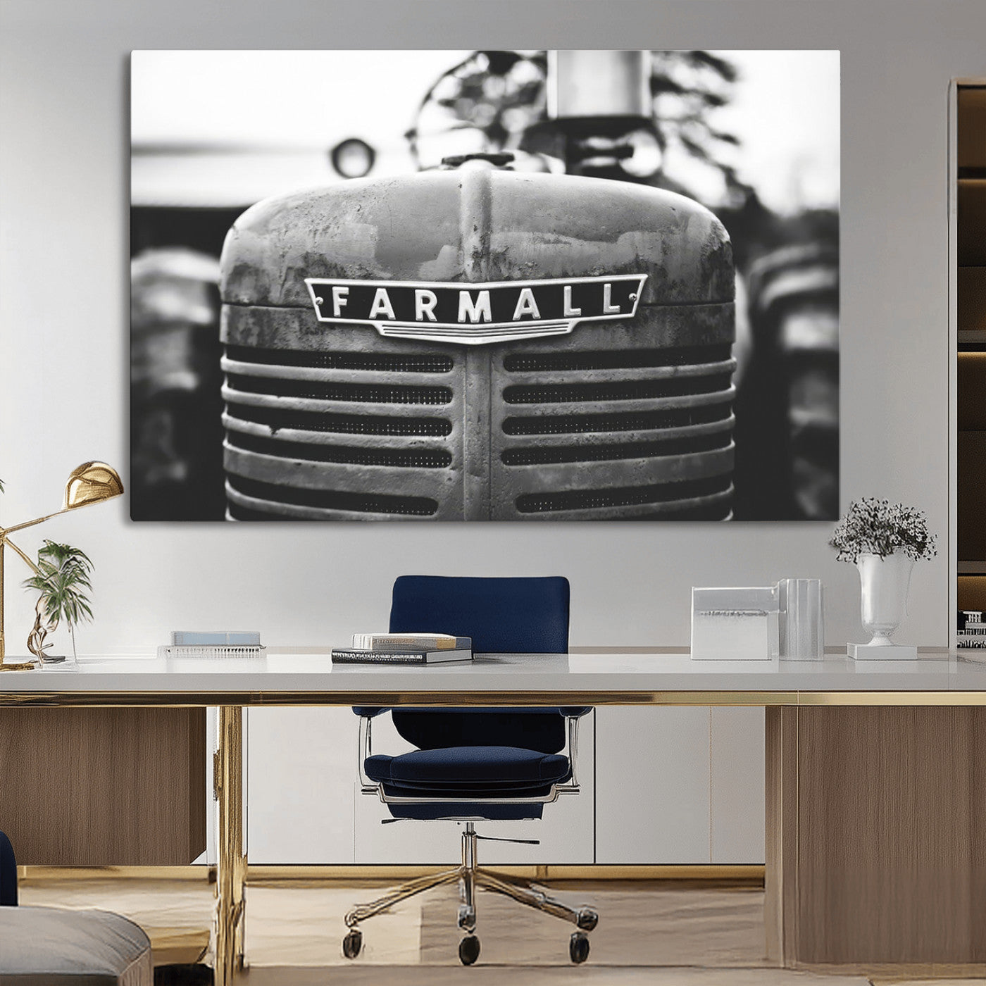 MGV-CV-36X24 - Vintage Farmall Tractor Wall Art Canvas Print, Rustic Farmhouse Decor Ready to Hang