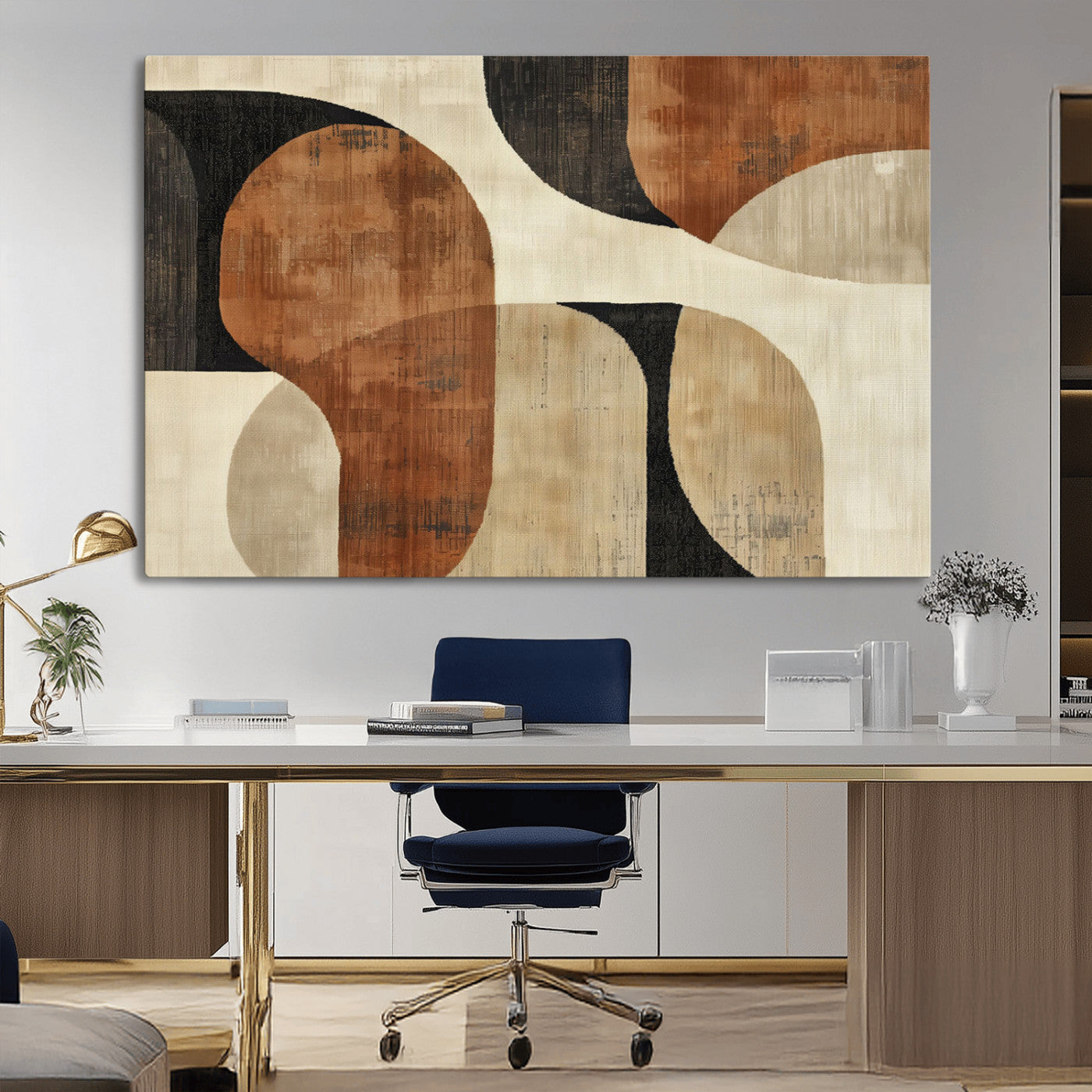 MGV-CV-36X24 - Wabi Sabi Abstract Wall Art Canvas Print | Large Minimalist Modern Geometric Wall Decor for Living