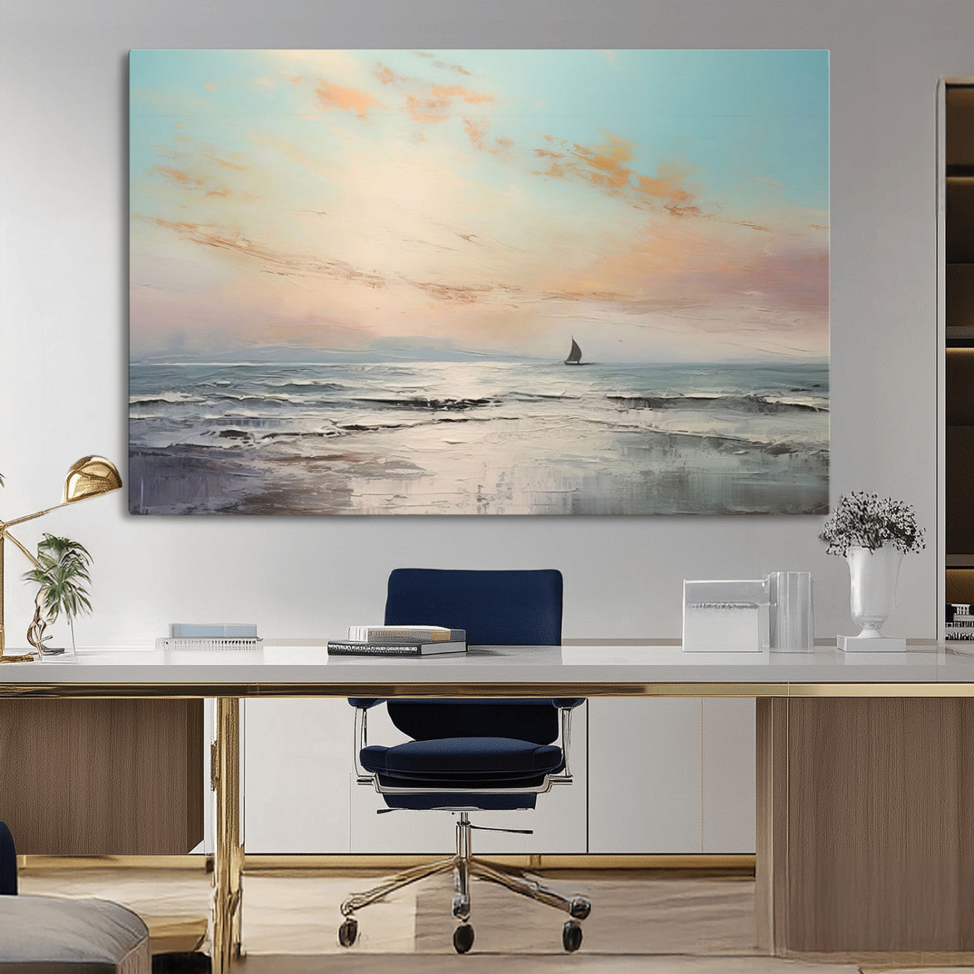 MGV-CV-36X24 - Abstract Ocean Wall Art -  Boat Wall Art Canvas Print