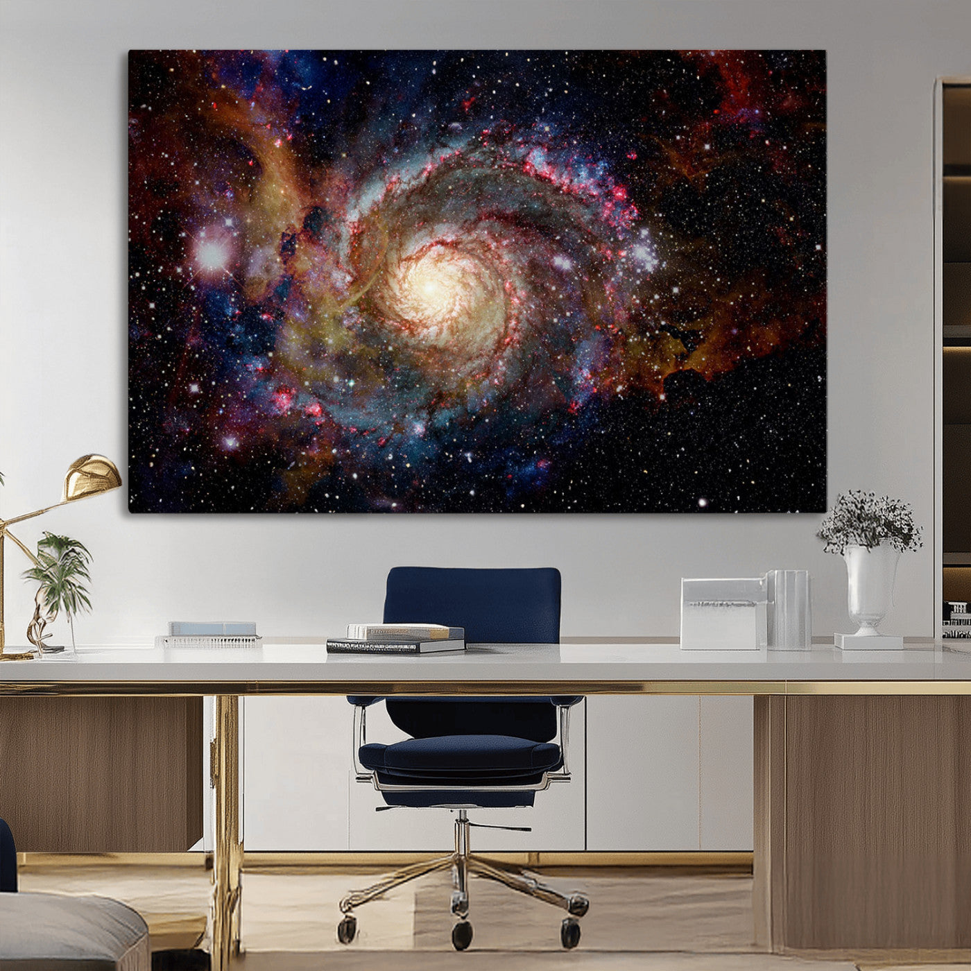 MGV-CV-36X24 - Nebula and Galaxies in Space Wall Art Canvas Print, Spiral Galaxy Wall Art Canvas Print