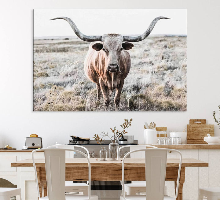 The Rustic Texas Longhorn Canvas Print adds charm to your decor.