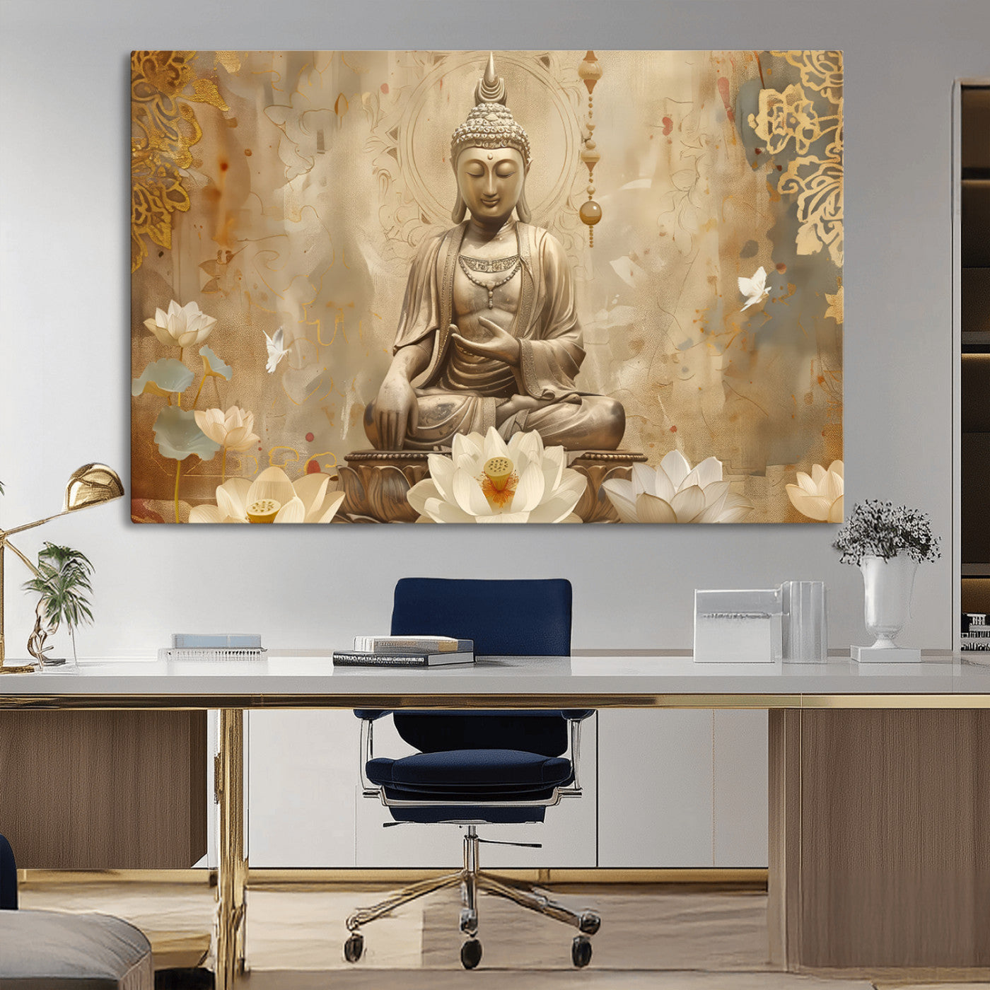 MGV-CV-36X24 - Buddha Wall Art Canvas Print, Buddha Meditation Room Decor, Yoga Room Wall Decor