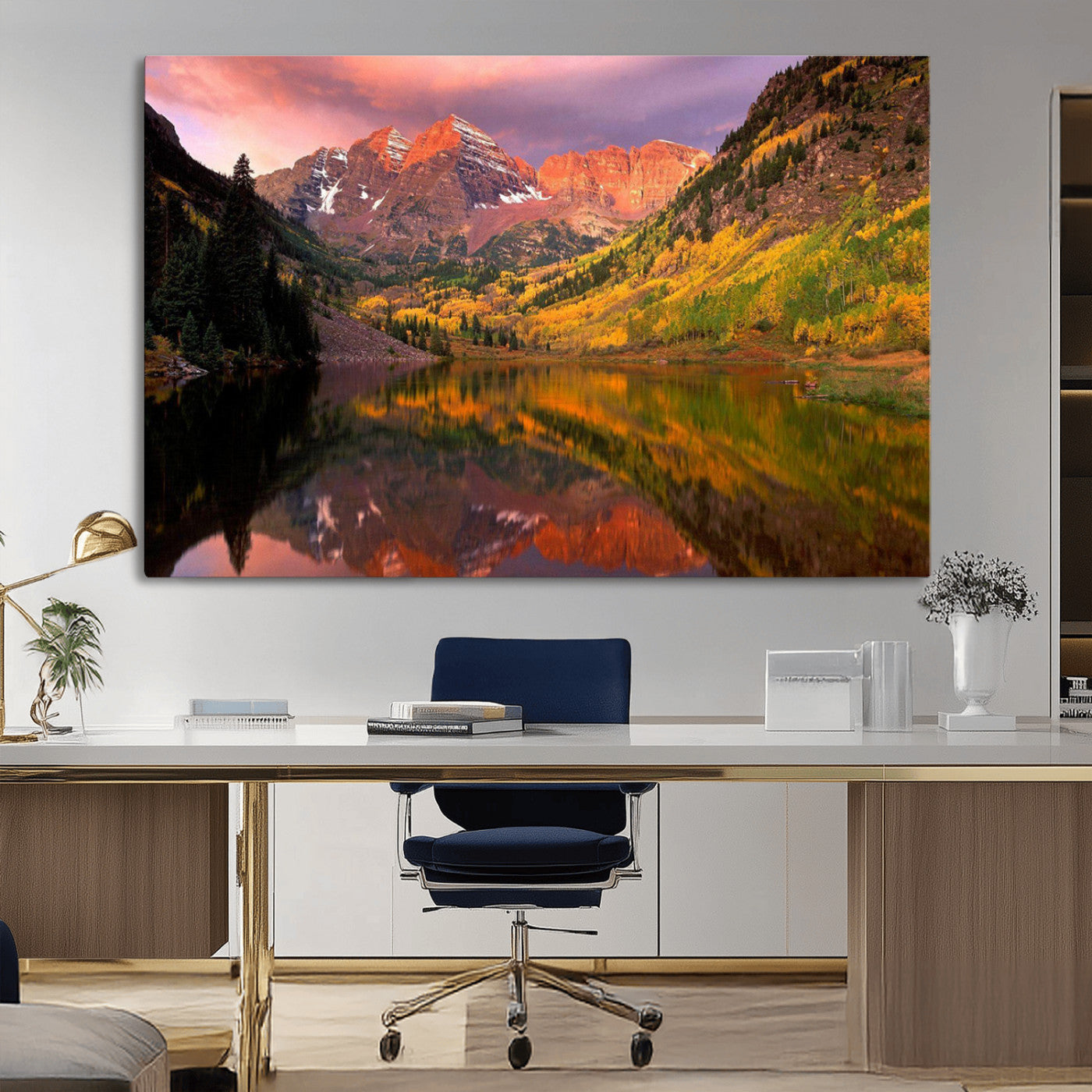 86946-MGV-CV-36X24-Colorado Rockies Mountain Sunset Wall Art | Ready to Hang and Framed | Scenic Nature Landscape