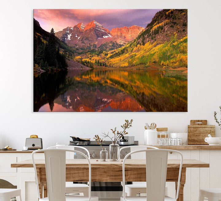 Colorado Rockies Mountain Sunset Wall Art | Ready to Hang and Framed | Scenic Nature Landscape Canvas Print