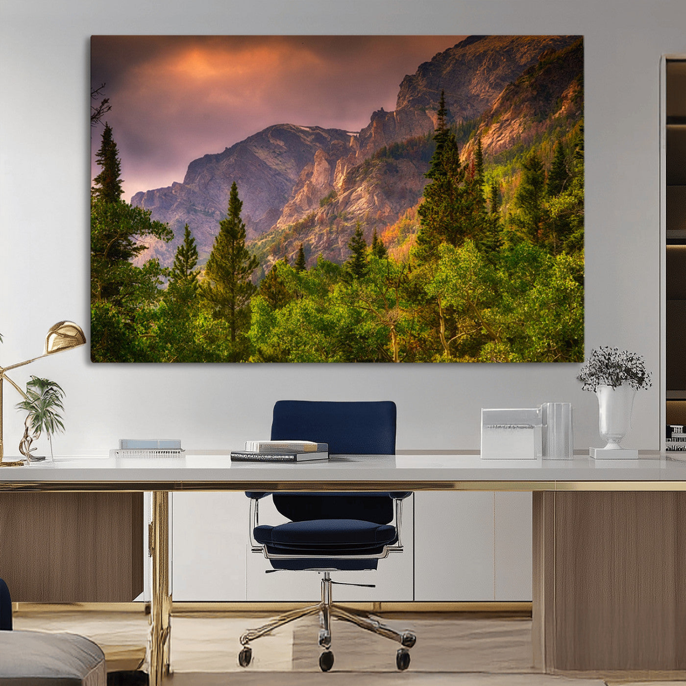 MGV-CV-36X24 - Colorado Rockies Mountains Wall Art Canvas Print | Ready to Hang  Framed Mountain Landscape