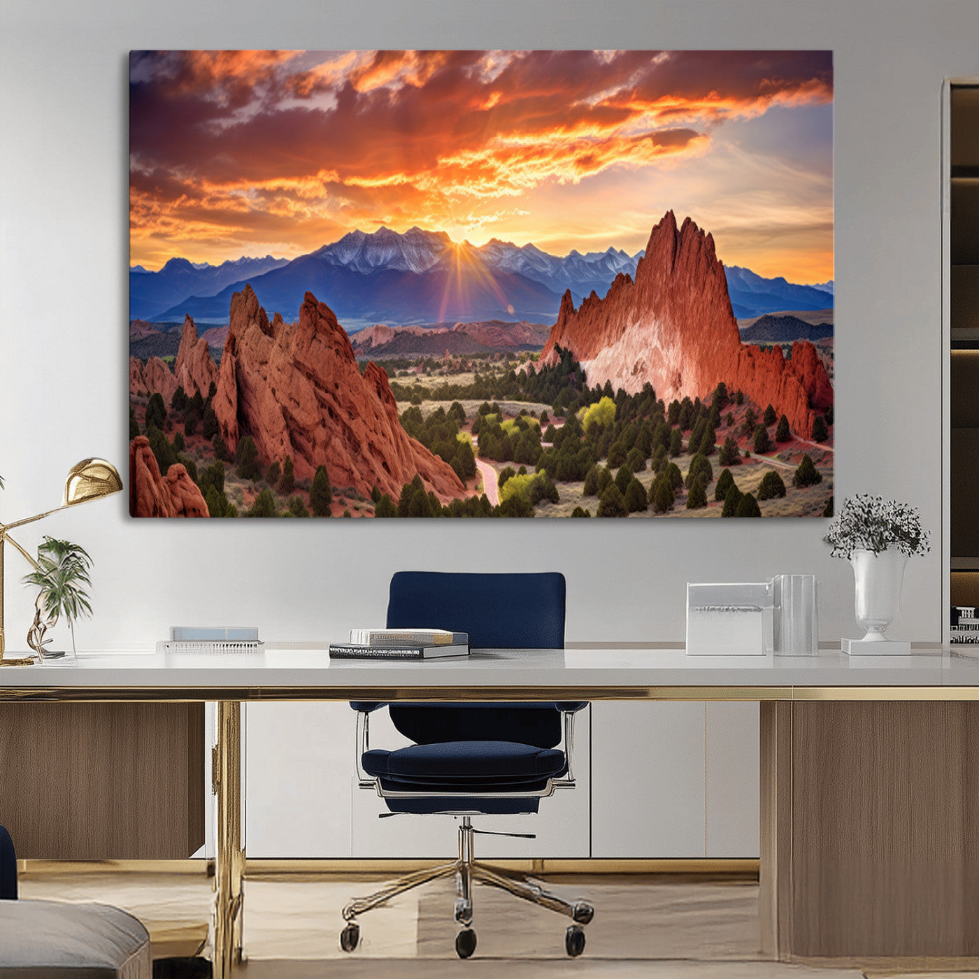 MGV-CV-36X24 - Rocky Mountains Sunset Wall Art Canvas Print – Ready to Hang, Framed Colorado Landscape