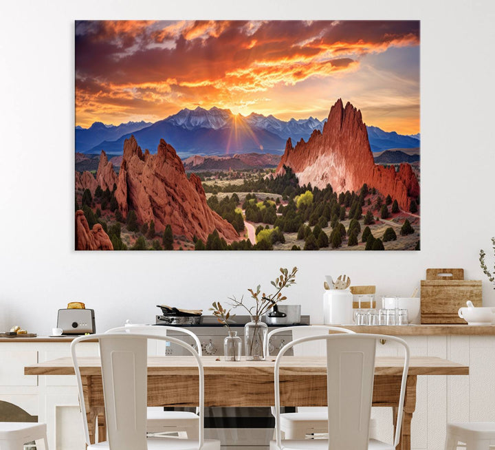 Rocky Mountains Sunset Wall Art Canvas Print – Ready to Hang, Framed Colorado Landscape