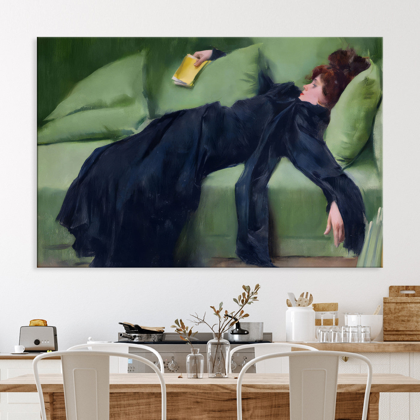 17725-MGV-CV-30X20-Decadent Girl by Ramon Casas Wall Art Canvas Print, Framed Decadent Girl Canvas Print