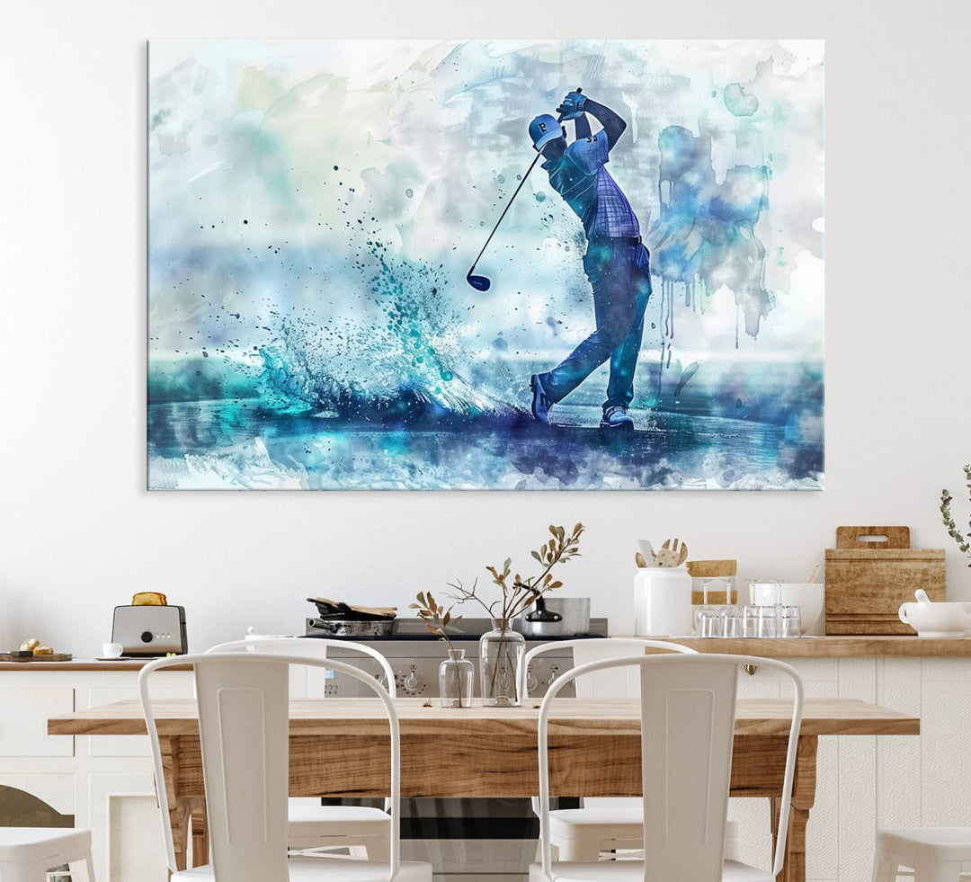 Golf Swing Wall Art Canvas Print - Sports-Inspired Watercolor Decor - Ready to Hang