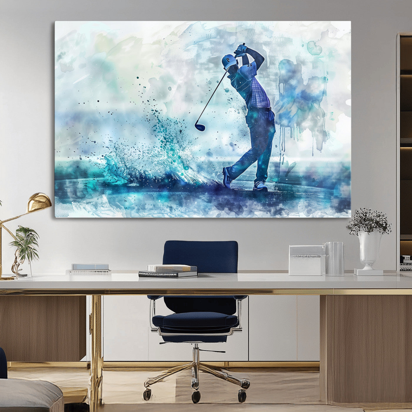 MGV-CV-36X24 - Golf Swing Wall Art Canvas Print - Sports-Inspired Watercolor Decor - Ready to Hang