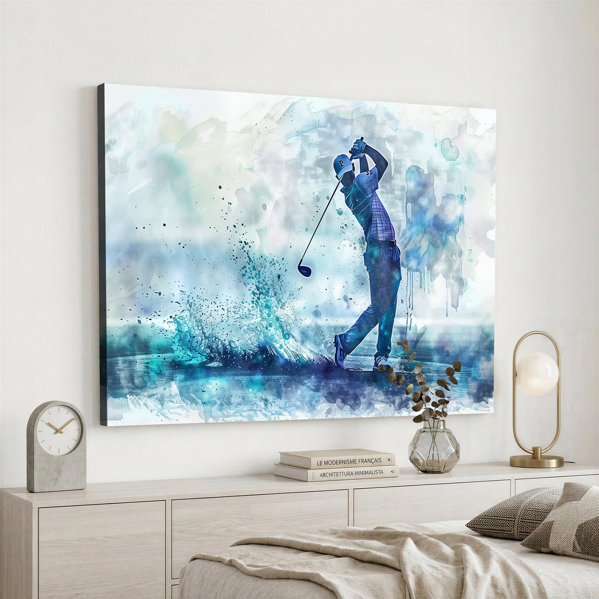 45328-MGV-CV-36X24 - Watercolor Abstract Golf Swing Wall Art Canvas Print