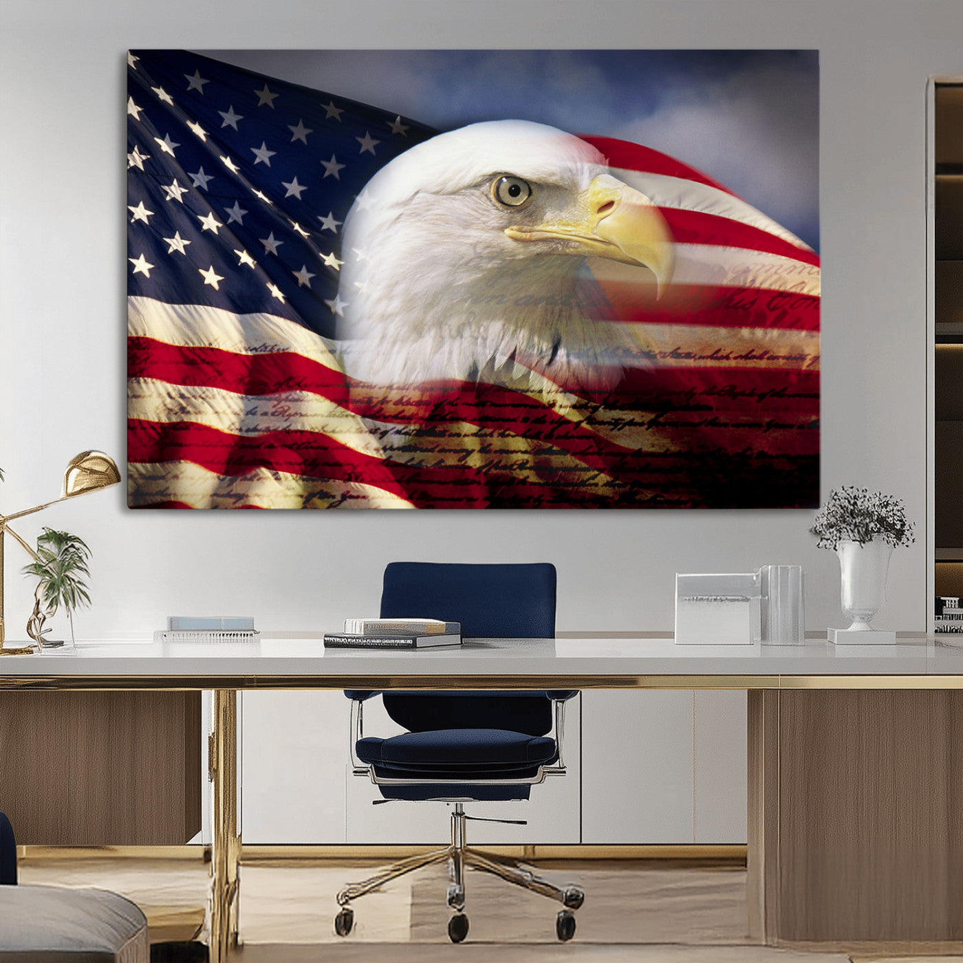MGV-CV-36X24 - American Flag Eagle Symbol Wall Art, American Flag Eagle Wall Art Canvas Print
