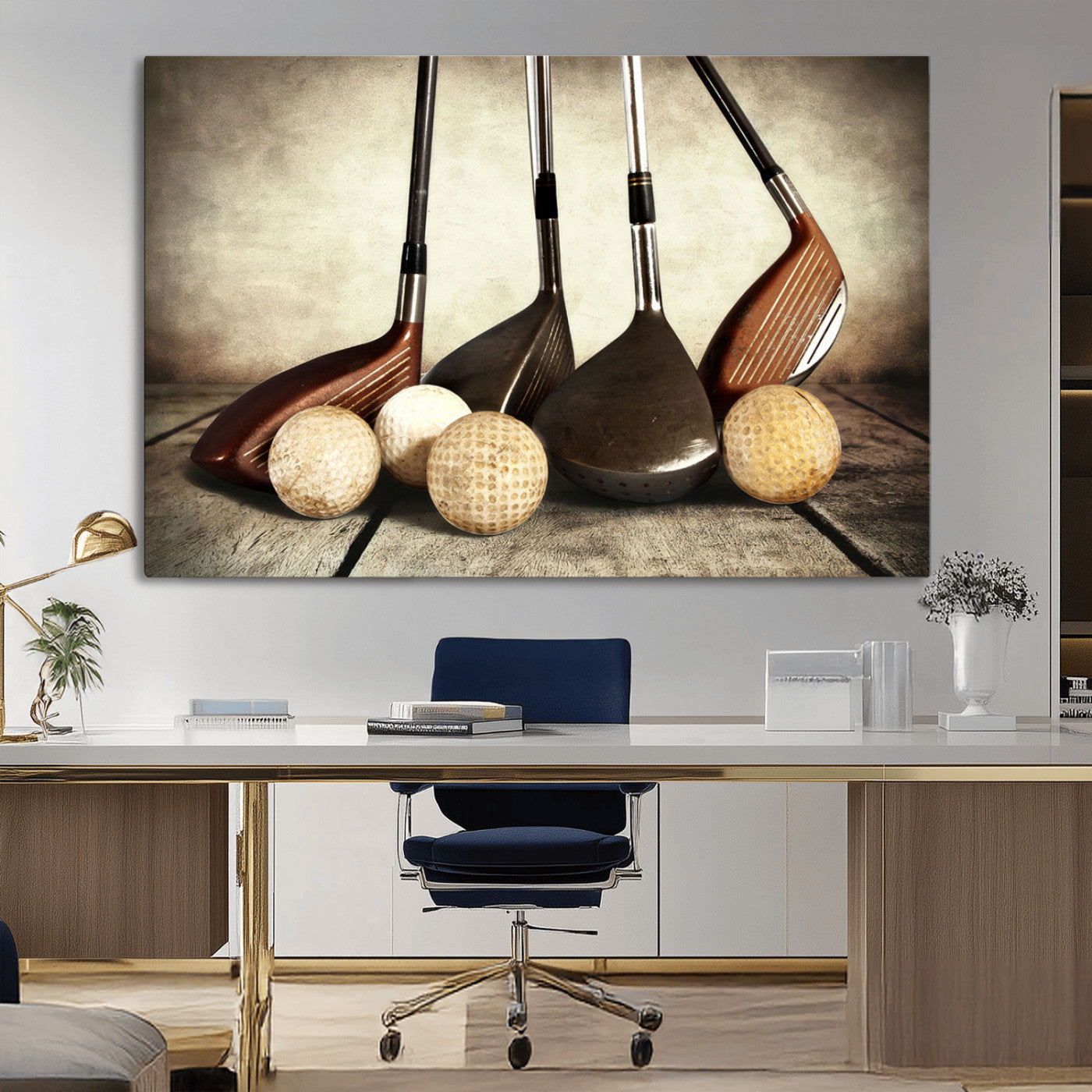 MGV-CV-36X24 - Vintage Golf Ball Art | Golf Decor for Man Cave or Office | Ready to Hang and Framed
