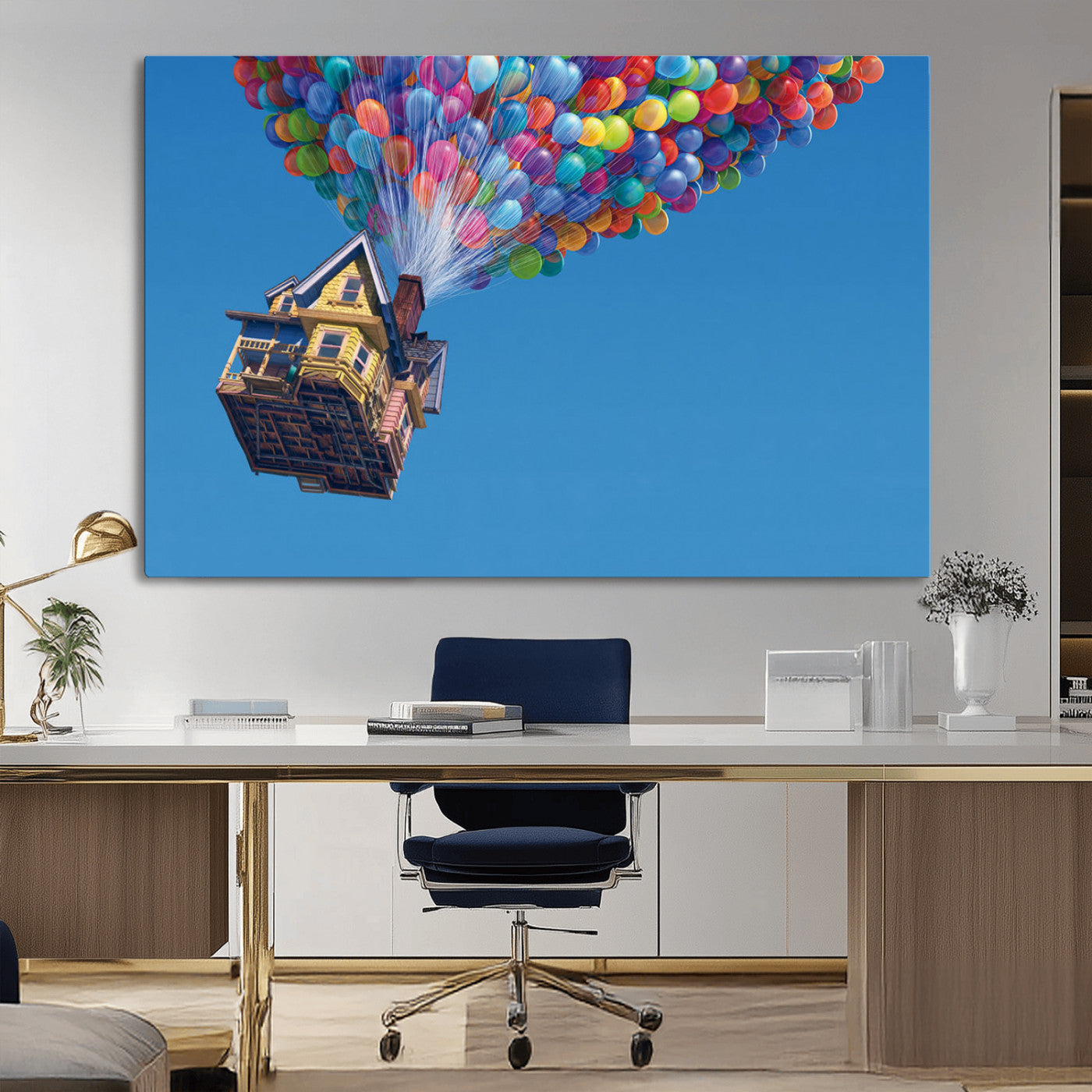 MGV-CV-36X24 - Carl Fredricksen, Up Movie Wall Art, Balloons Wall Art, Air Balloons for Kids Room Print
