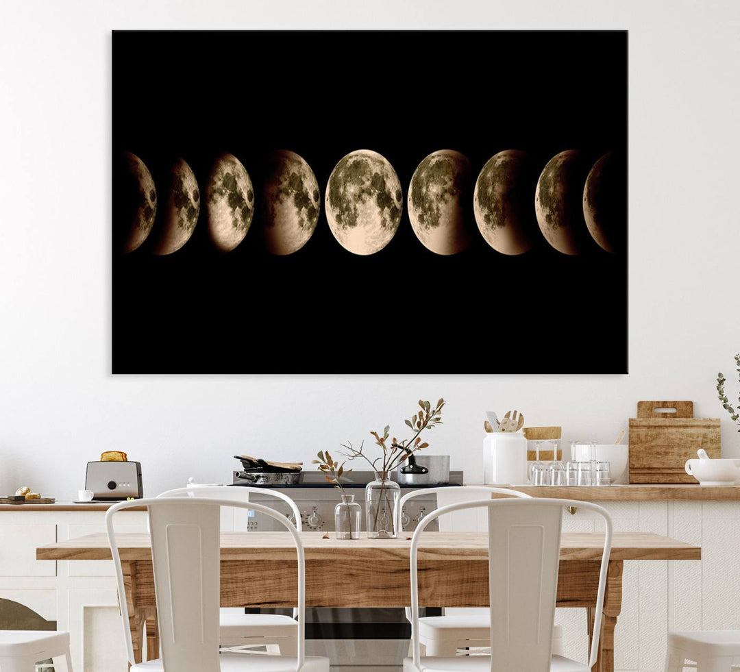 Phases of the Moon canvas print, ideal for lunar sequence decor.