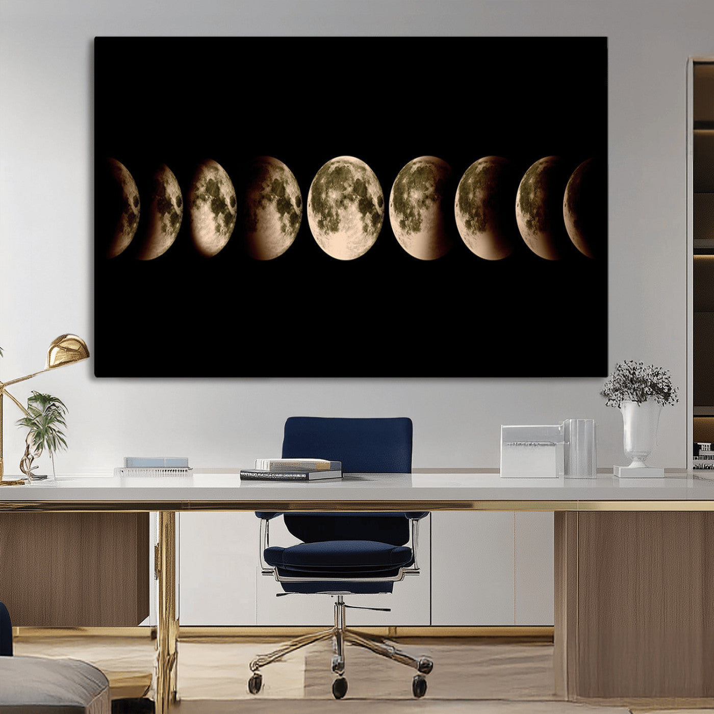 MGV-CV-36X24 - Phases of the Moon Wall Art | Canvas Print for Modern Wall Decor | Ready to Hang and Framed
