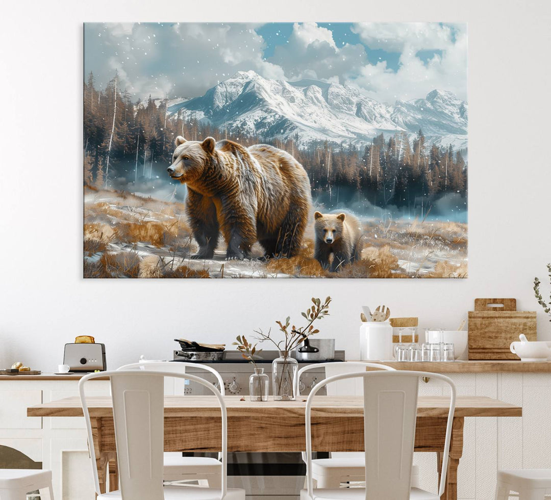 Bear and Baby Bear Wall Art Canvas Print is perfect nursery decor.