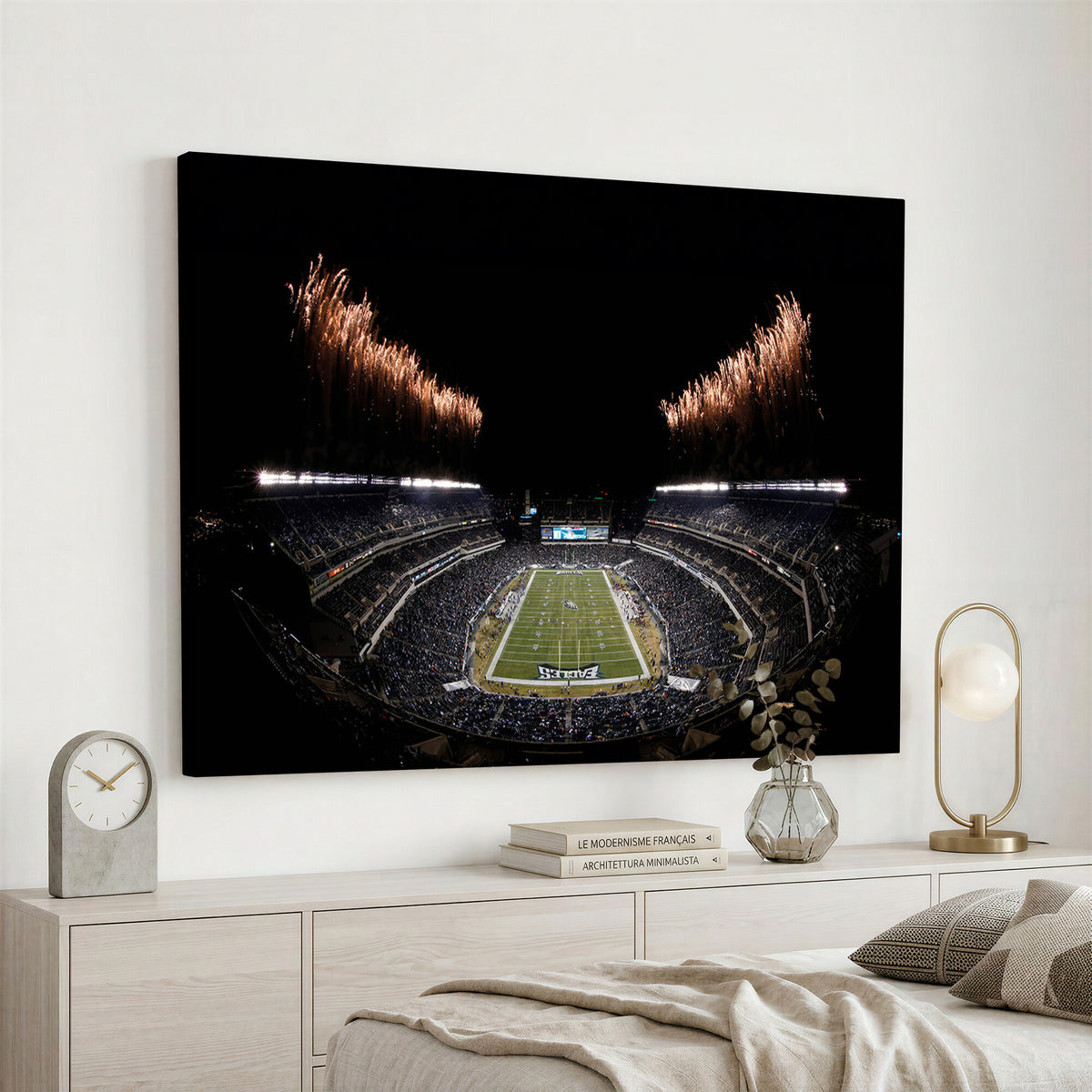 89680-MGV-CV-36X24 - Eagles Field Stadium Wall Art, Philadelphia Eagles Football, Framed and Ready to Hang