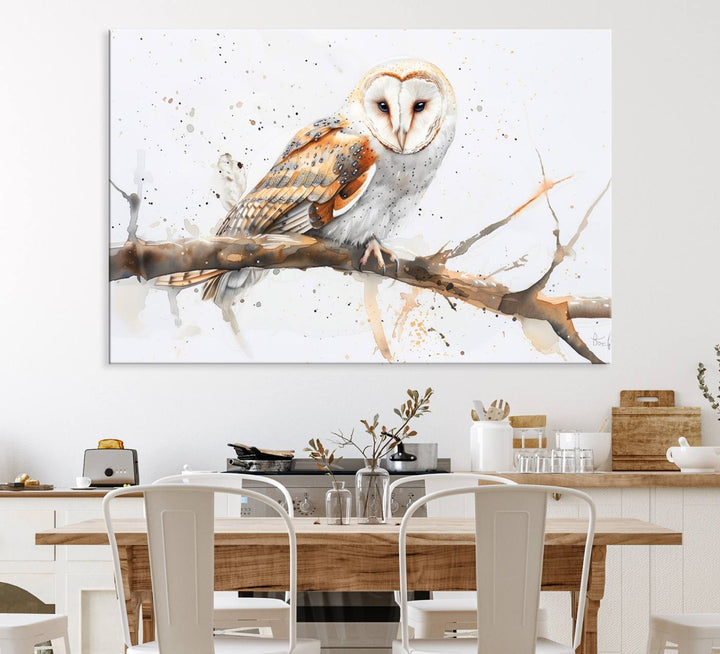 Nature enthusiasts will love the Barn Owl Wall Art on Branch, a stunning canvas print that is ready to hang and beautifully framed.