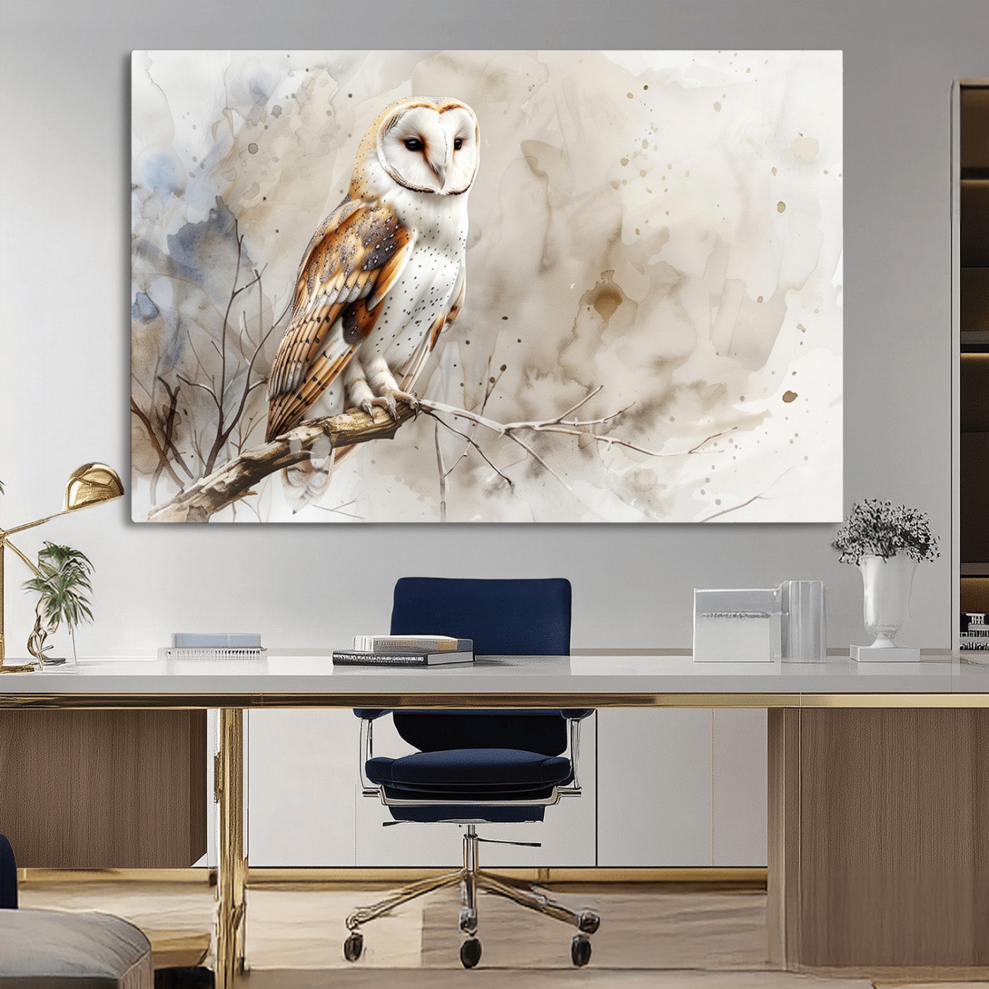MGV-CV-36X24 - Barn Owl Wall Art | Watercolor Canvas Print | Perfect for Farmhouse Wall Decor | Ready to Hang