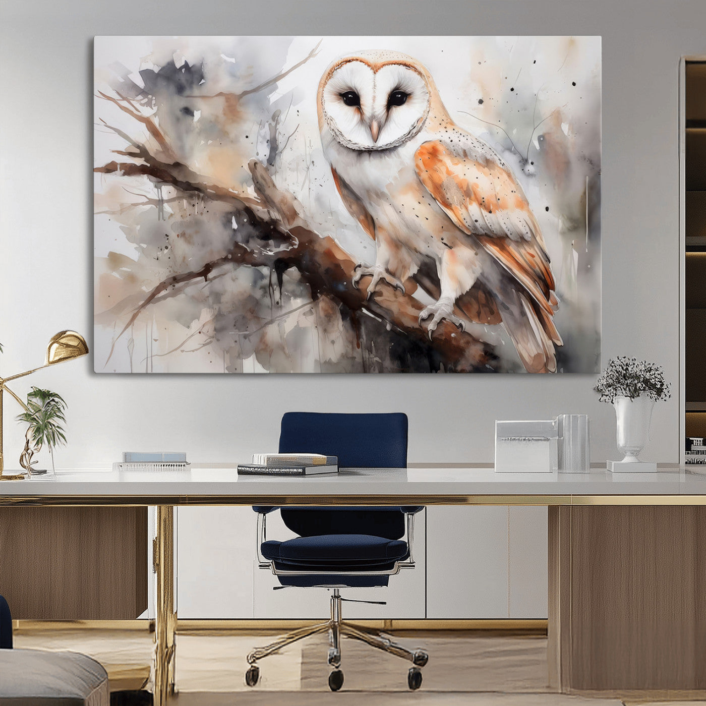MGV-CV-36X24 - Barn Owl Wall Art | Watercolor Barn Owl Canvas Print | Perfect for Farmhouse Wall Decor | Ready to