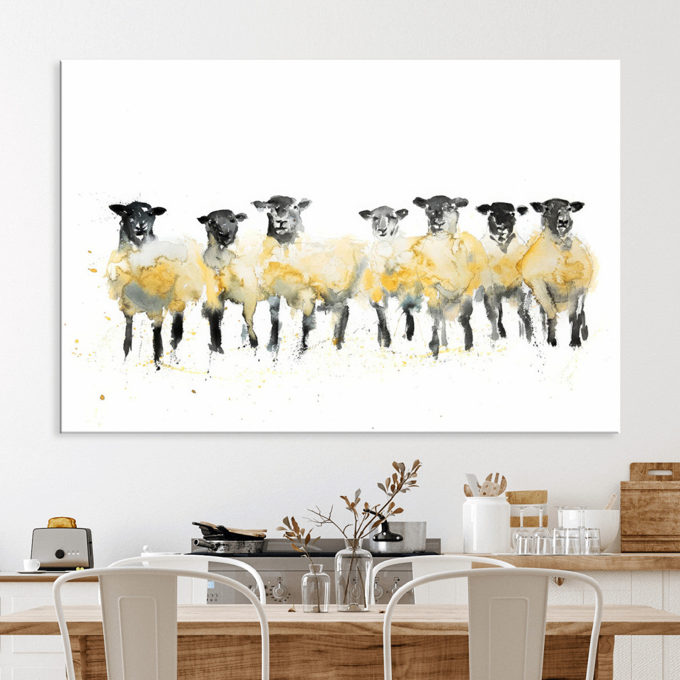 72612-MGV-CV-36X24-Farmhouse Wall Art Sheep Print | Ready to Hang Framed Canvas | Rustic Barn Decor