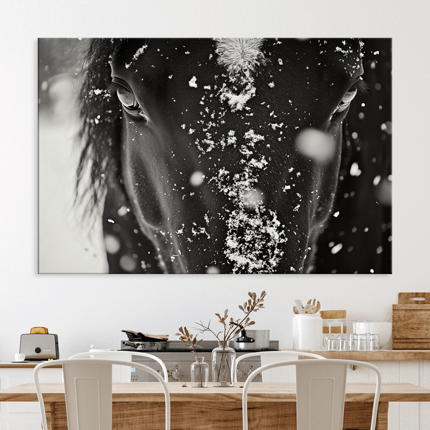 Winter Horse Snow Wall Art Canvas Print