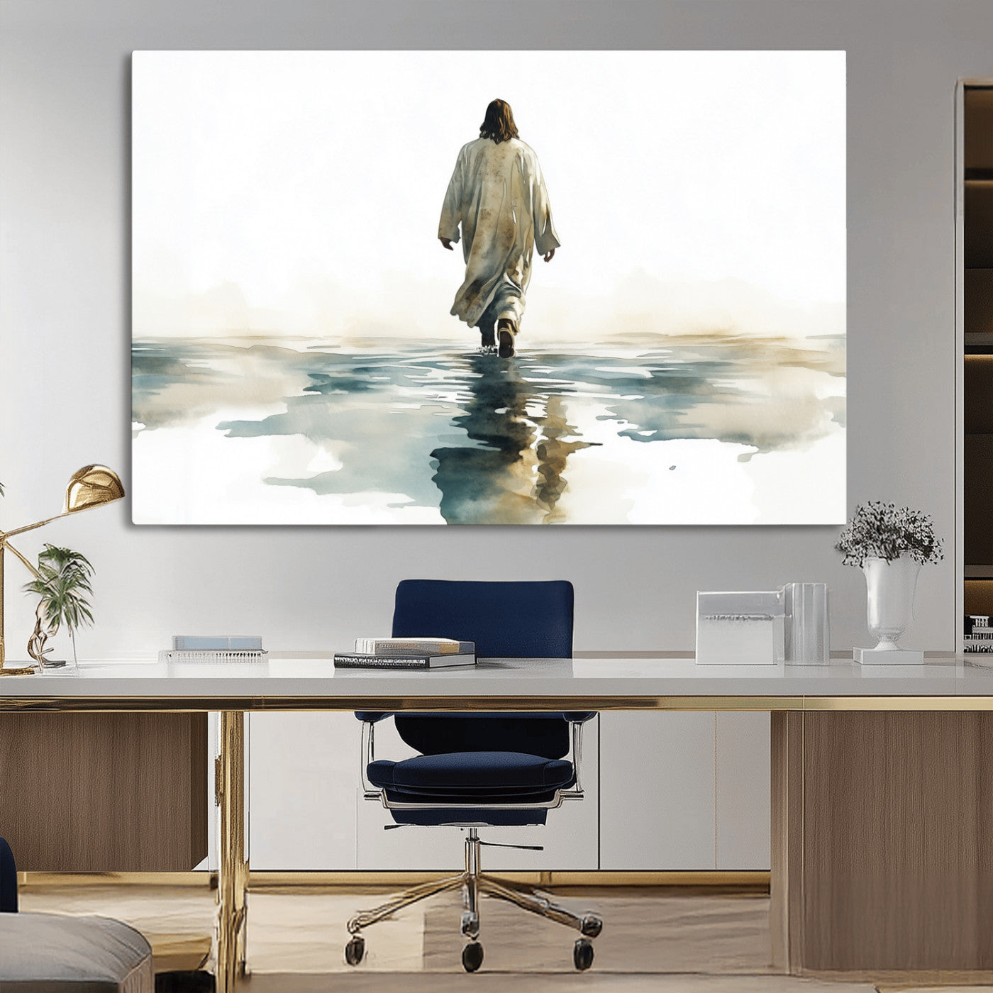MGV-CV-36X24 - Abstract Jesus Wall Art Canvas Print, Christian Wall Art, Jesus Christ Walking